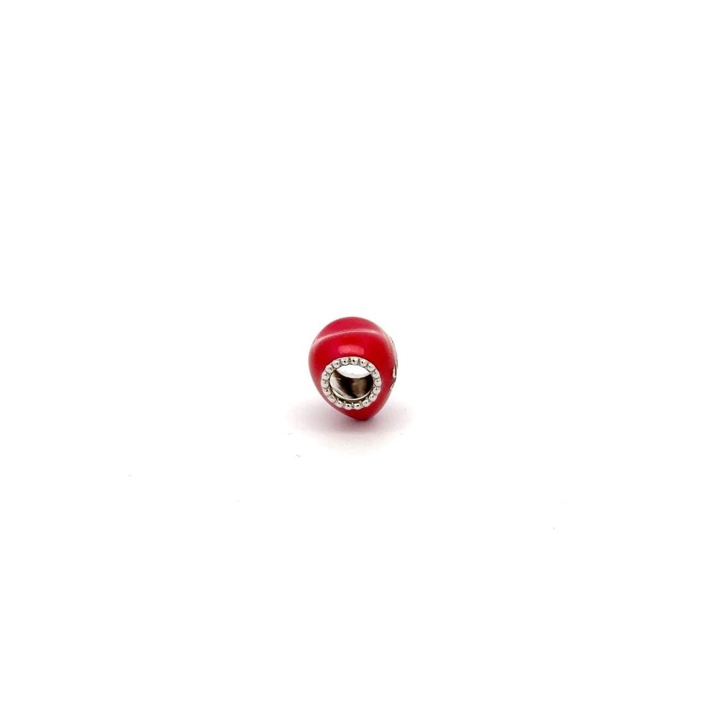 925 Sterling Silver Charm Bead Red Heart Enamel For Charm Bracelet Necklace - Picture 5 of 5